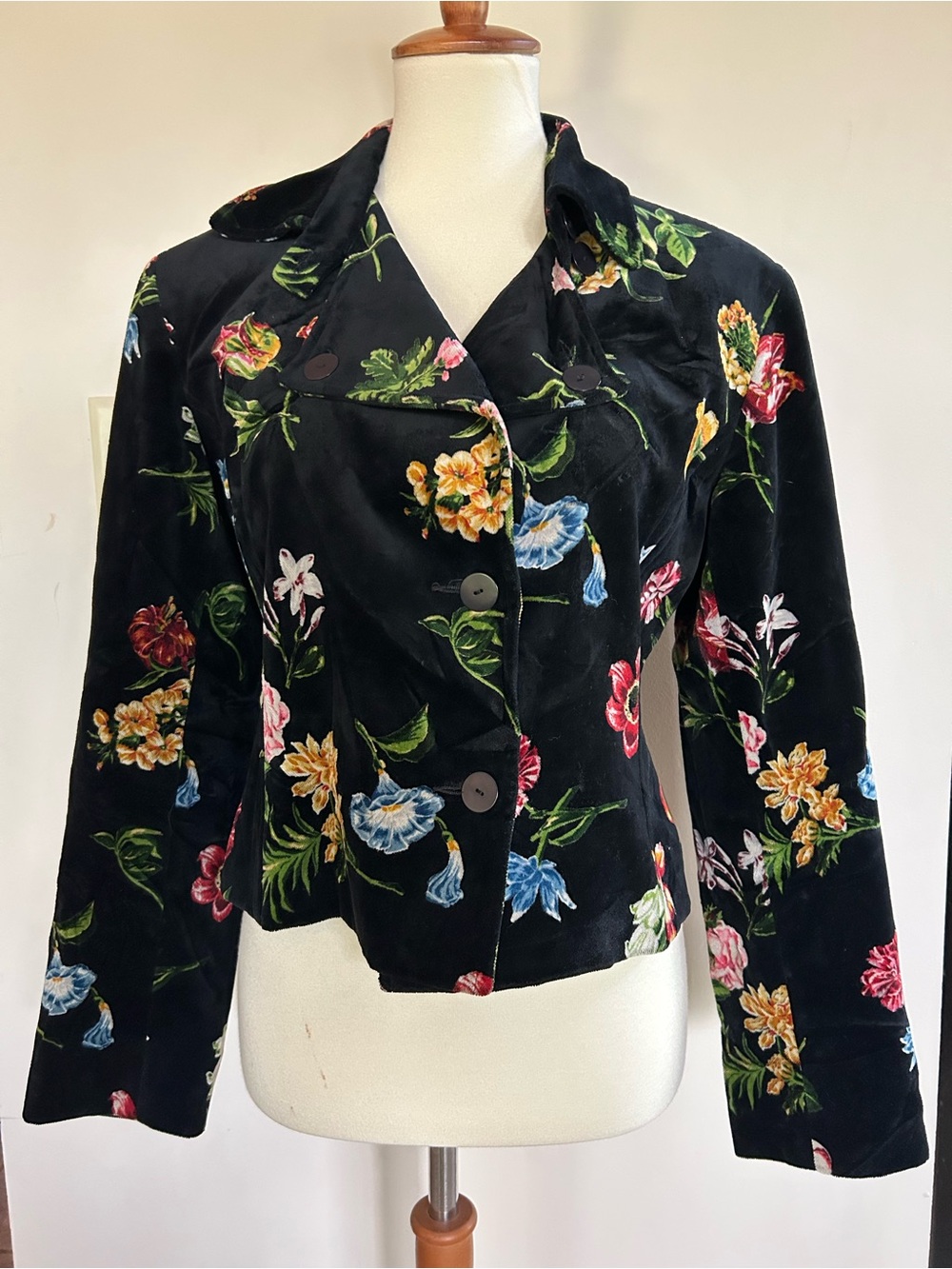 KENZO Paris Vintage Velvet Floral Women’s jacket blazer size 40 ptp 18.5”